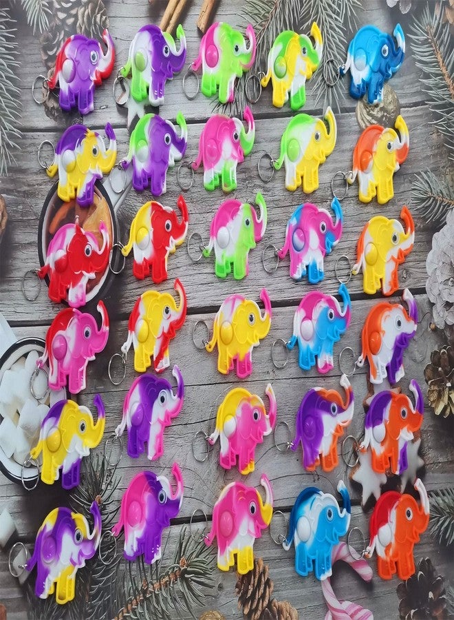 HOZKEAP 24 Packs Bulk Elephant Mini Pop Fidget Key Chain，Boys Girls Kids Birthday Party Favors Supplies Student Prizes Gifts - Image 2
